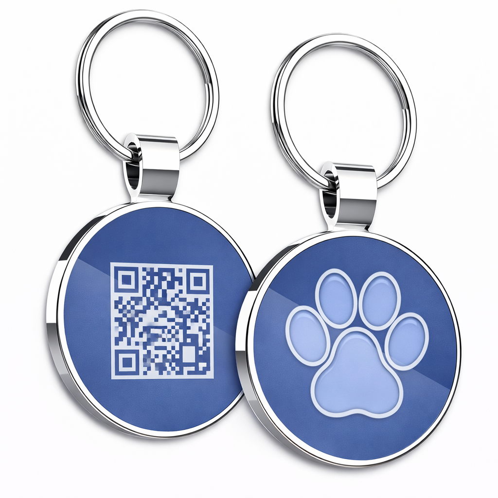 Smart QR Pet ID Tag for Dogs & Cats - Blue