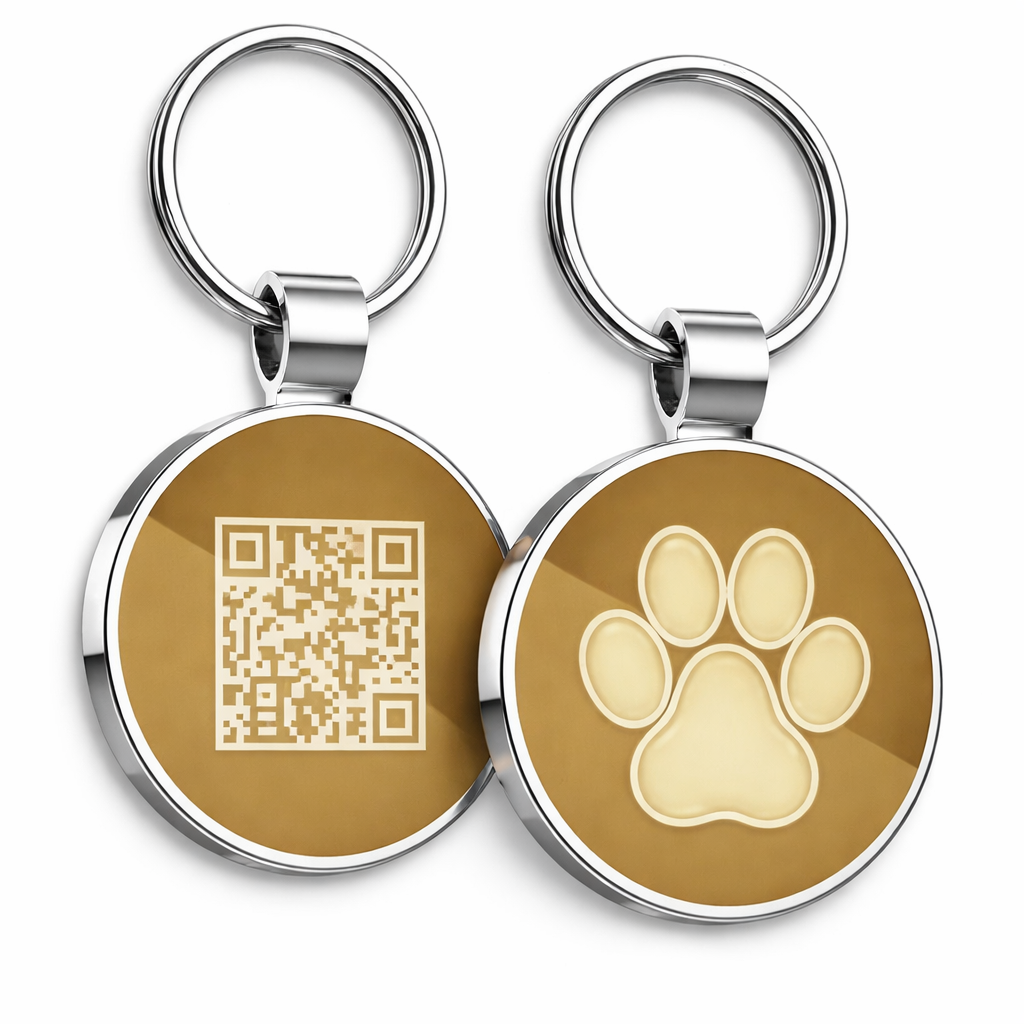 Smart QR Pet ID Tag for Dogs & Cats -Gold