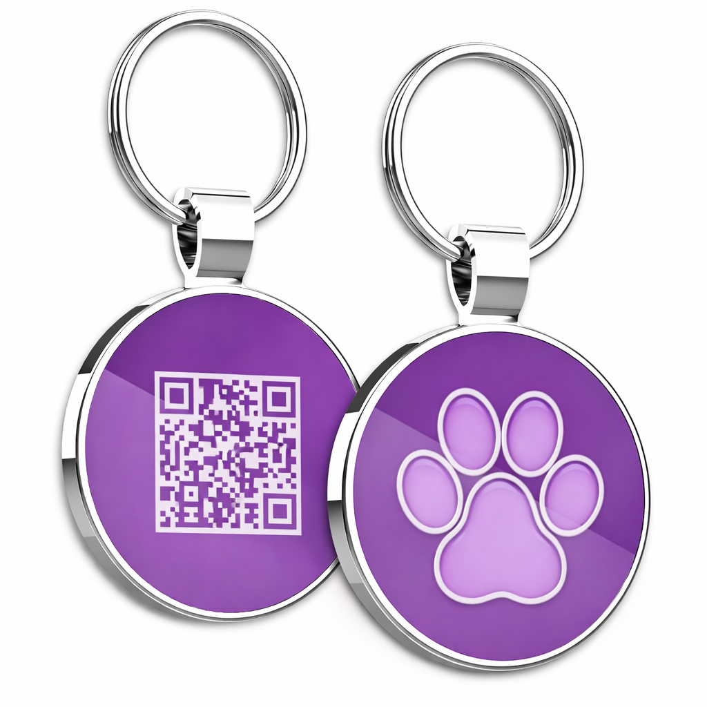 Smart QR Pet ID Tag for Dogs & Cats  - Purple
