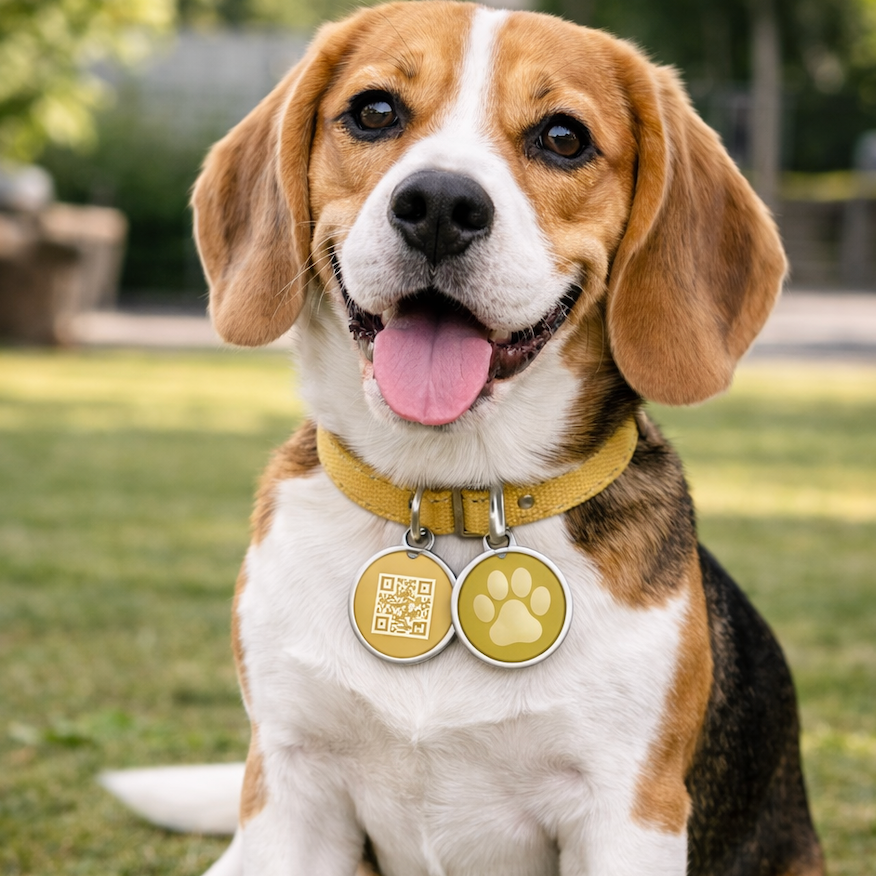 Smart QR Pet ID Tag for Dogs & Cats -Gold