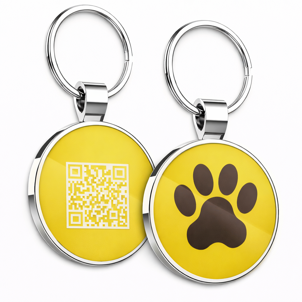 Smart QR Pet ID Tag for Dogs & Cats - Yellow