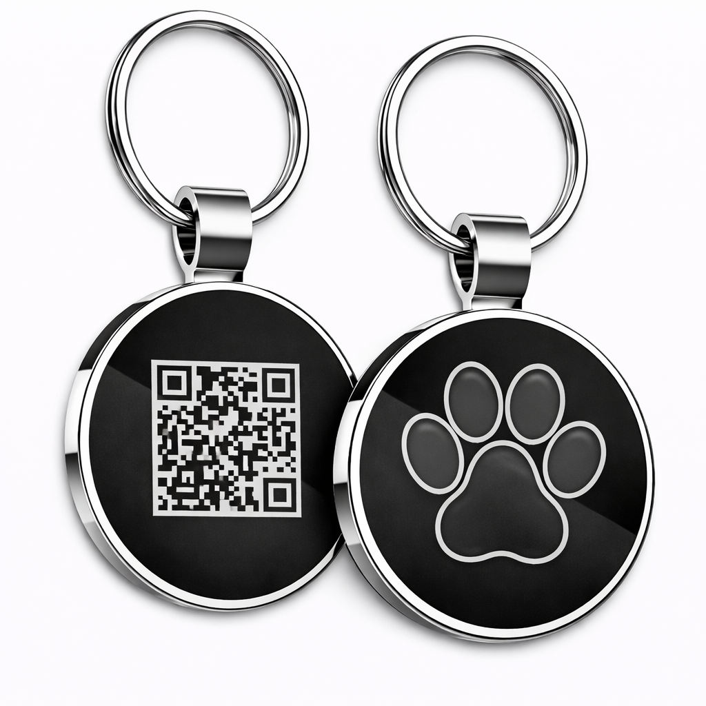 Smart QR Pet ID Tag for Dogs & Cats - Black