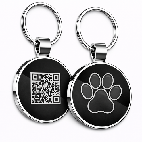 Smart QR Pet ID Tag for Dogs & Cats - Black