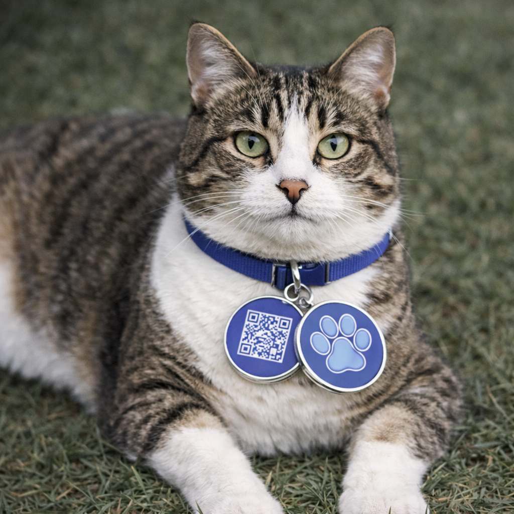 Smart QR Pet ID Tag for Dogs & Cats - Blue