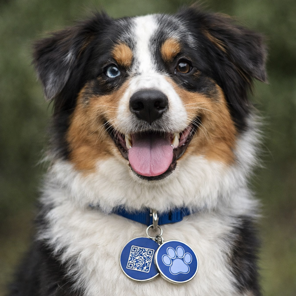 Smart QR Pet ID Tag for Dogs & Cats - Blue