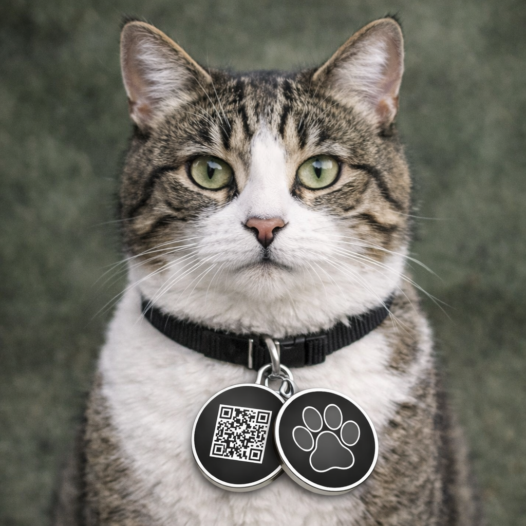 Smart QR Pet ID Tag for Dogs & Cats - Black