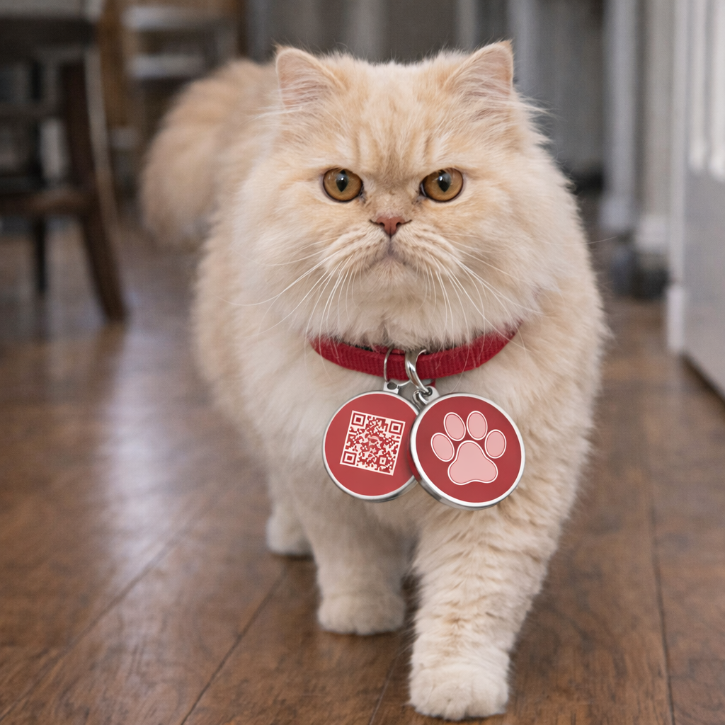 Smart QR Pet ID Tag for Dogs & Cats - Dark Pink