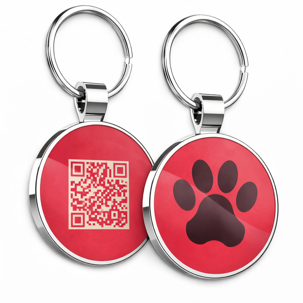 Smart QR Pet ID Tag for Dogs & Cats -Red